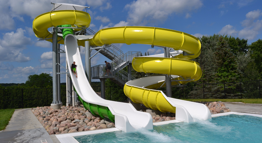 Two water slides at the Schulenburg Pool